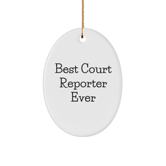 Funny Court Reporter Gifts from Friends, Court Reporter Oval Ornament, Best Court Reporter Ever Quote, Christmas Unique Gifts - Image 1