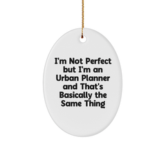 Funny Urban Planner Oval Ornament Gifts from Friends for Christmas, 'I'm Not Perfect' Quote, Durable MDF with High-Gloss Finish - Image 1