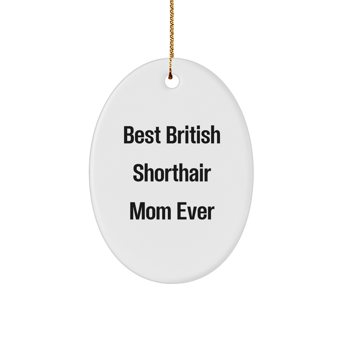 Funny British Shorthair Cat Mom Gifts from Friends for Christmas Unique Oval Ornament - Image 1