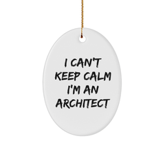 Architect Gifts for Men, I Can't Keep Calm I'm An Architect Oval Ornament, Funny Christmas Memorable Presents from Friends - Image 1