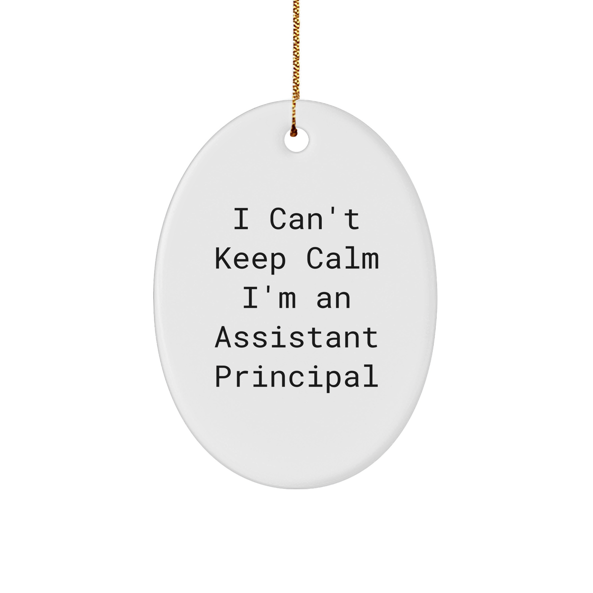 Funny Assistant Principal Gifts - 'I Can't Keep Calm I'm An Assistant Principal' Oval Ornament for Christmas, Gifts from Family to Assistant Principal - Image 1