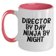Funny Director Gifts for Men - Director By Day. Ninja By Night. Two Tone Coffee Mug, Father's Day Unique Gifts from Men to Friends or Family - Main