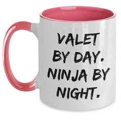 Valet By Day Ninja By Night Two Tone Coffee Mug Funny Graduation Gifts for Men from Friends - Main