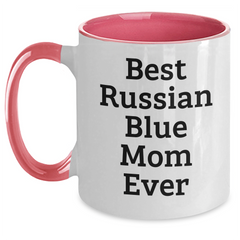 Funny Russian Blue Cat Mom Gifts from Dad to His Little Russian Blue Cat on Father's Day, Two-Tone Coffee Mug with Cute Quote - Main