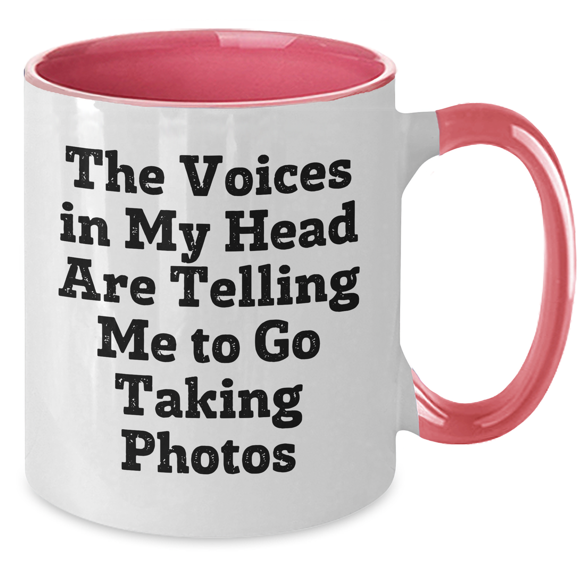Funny Taking Photos Gifts for Men, Women, Friends or Coworkers - 'The Voices In My Head Are Telling Me To Go Taking Photos' Two Tone Coffee Mug, Graduation Unique Gifts from Family - Additional