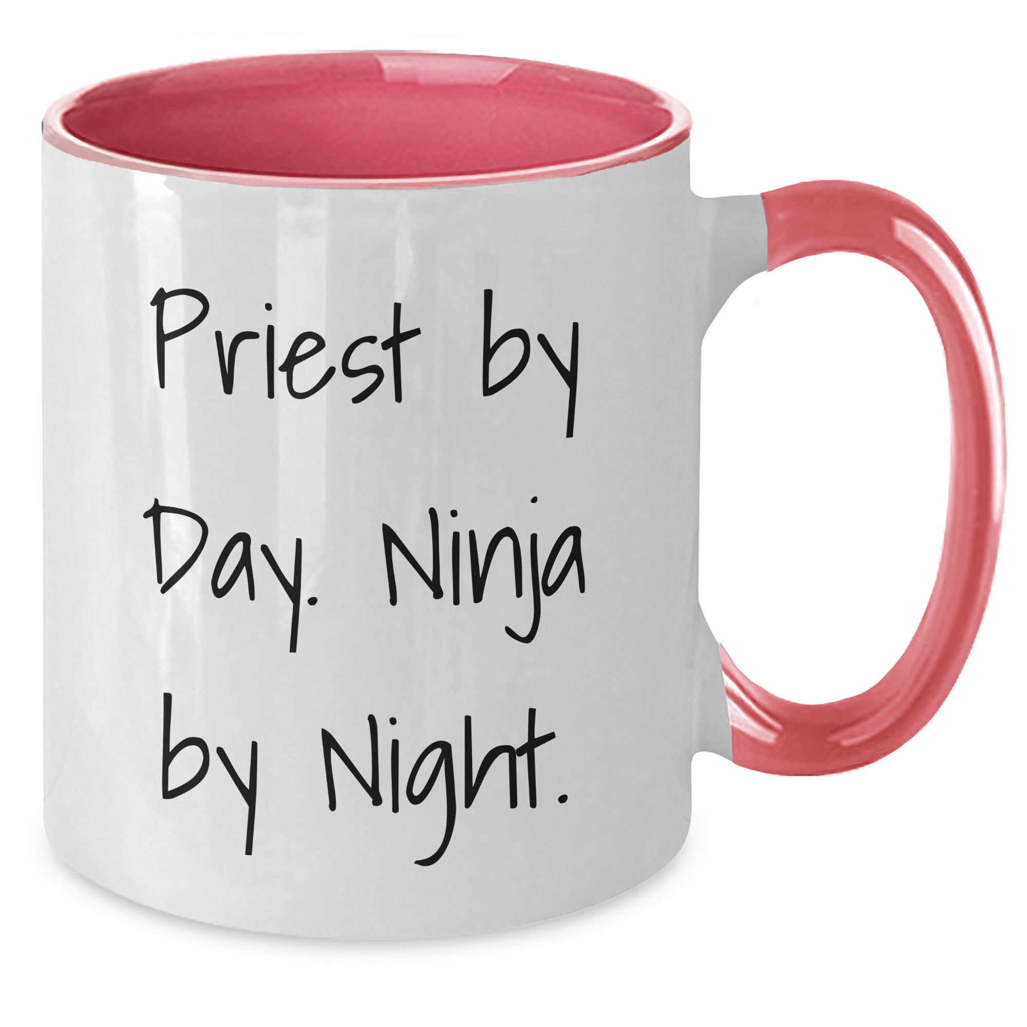 Priest By Day. Ninja By Night. Funny Graduation Gifts from Friends for Priest, Two Tone Coffee Mug - Additional