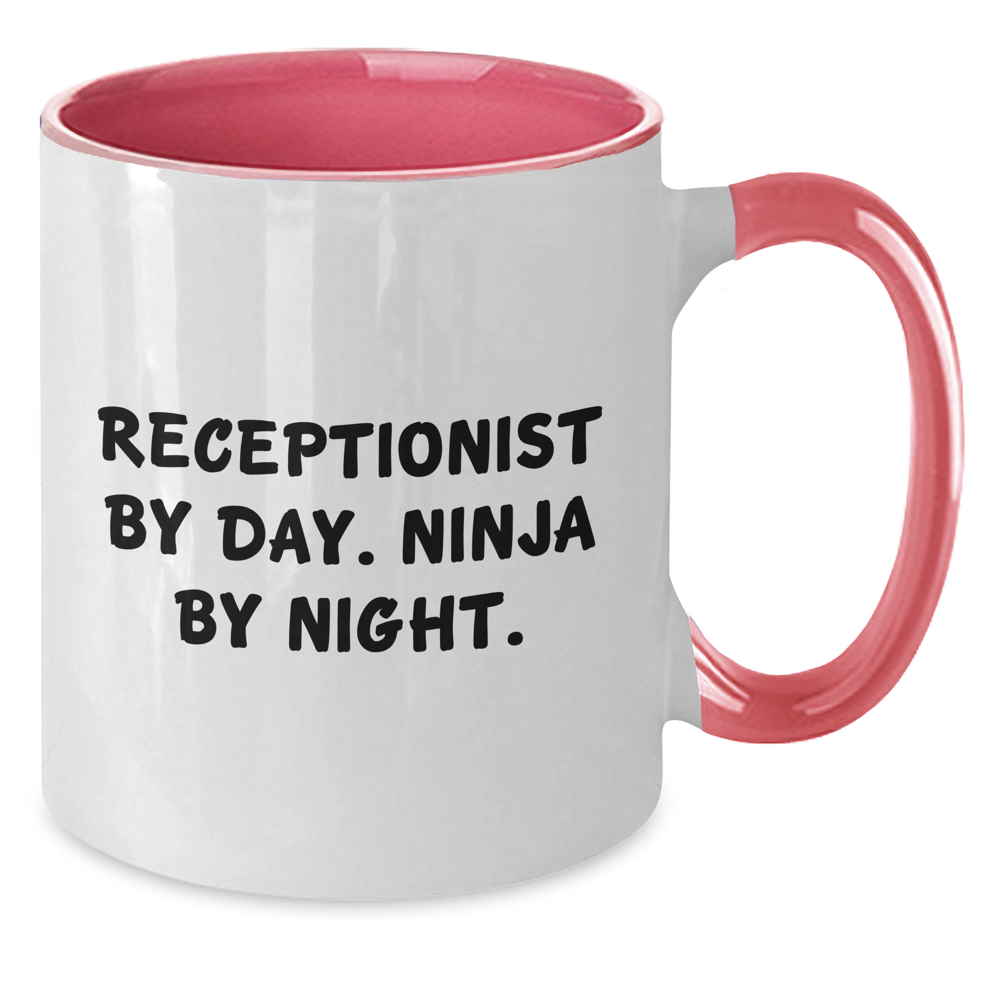 Receptionist Gifts from Friends - Two Tone Coffee Mug for Dad - 'Receptionist By Day. Ninja By Night.' Funny Quote for Father's Day - Additional