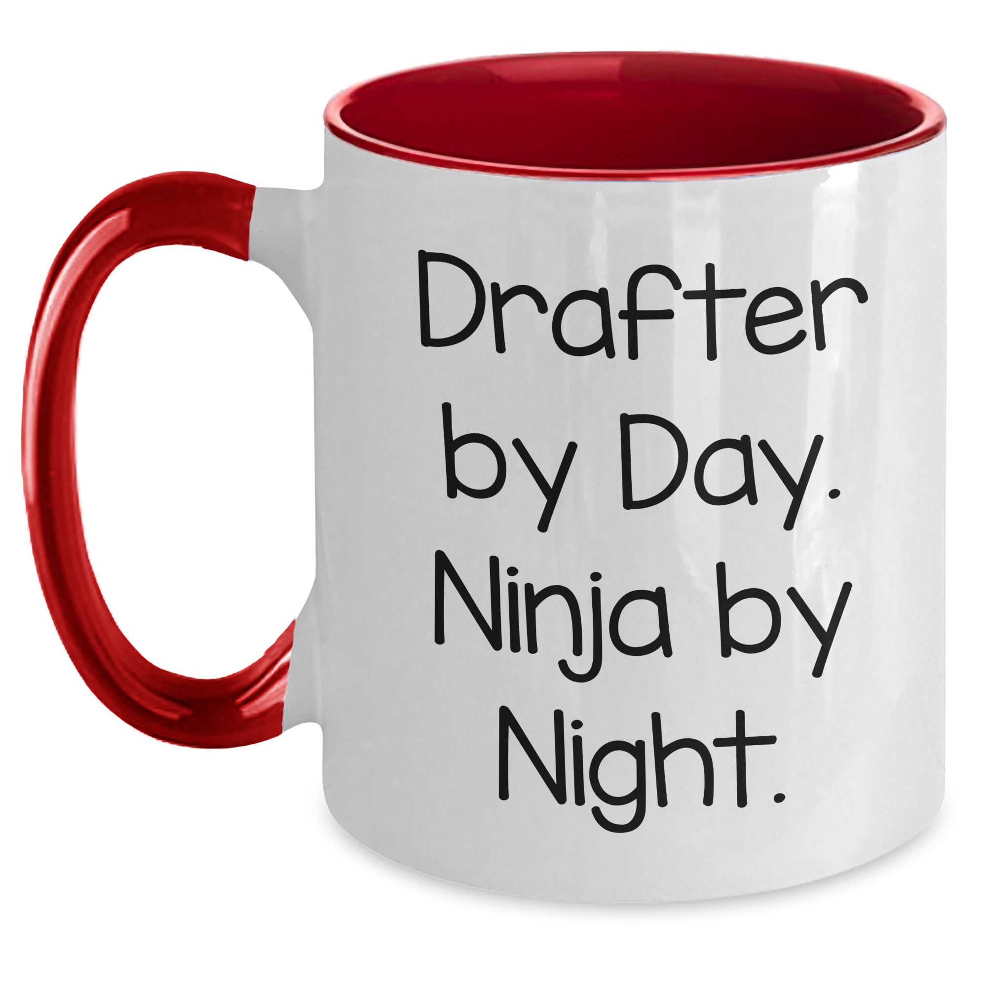 Drafter Gifts from Friends for Men - Two Tone Coffee Mug, Funny Quote 'Drafter By Day Ninja By Night' for Graduation - Main
