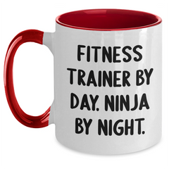 Fitness Trainers by Day, Ninja Mugs by Night - Funny Two Tone Coffee Mugs for Fitness Trainer Gifts from Men to Friends, Coworkers, Family - Unique Father's Day Unique Gifts for Him - Main
