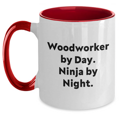 Funny Woodworker Gifts from Men to Woodworkers By Day. Ninja By Night. Two Tone Coffee Mug for Father's Day - Main