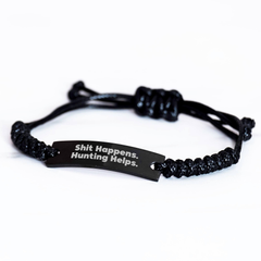 Funny Hunting Gifts for Men, 'Shit Happens. Hunting Helps.' Rope Bracelet, Gifts from Dad to Son, Father's Day Unique Gifts - Image 2