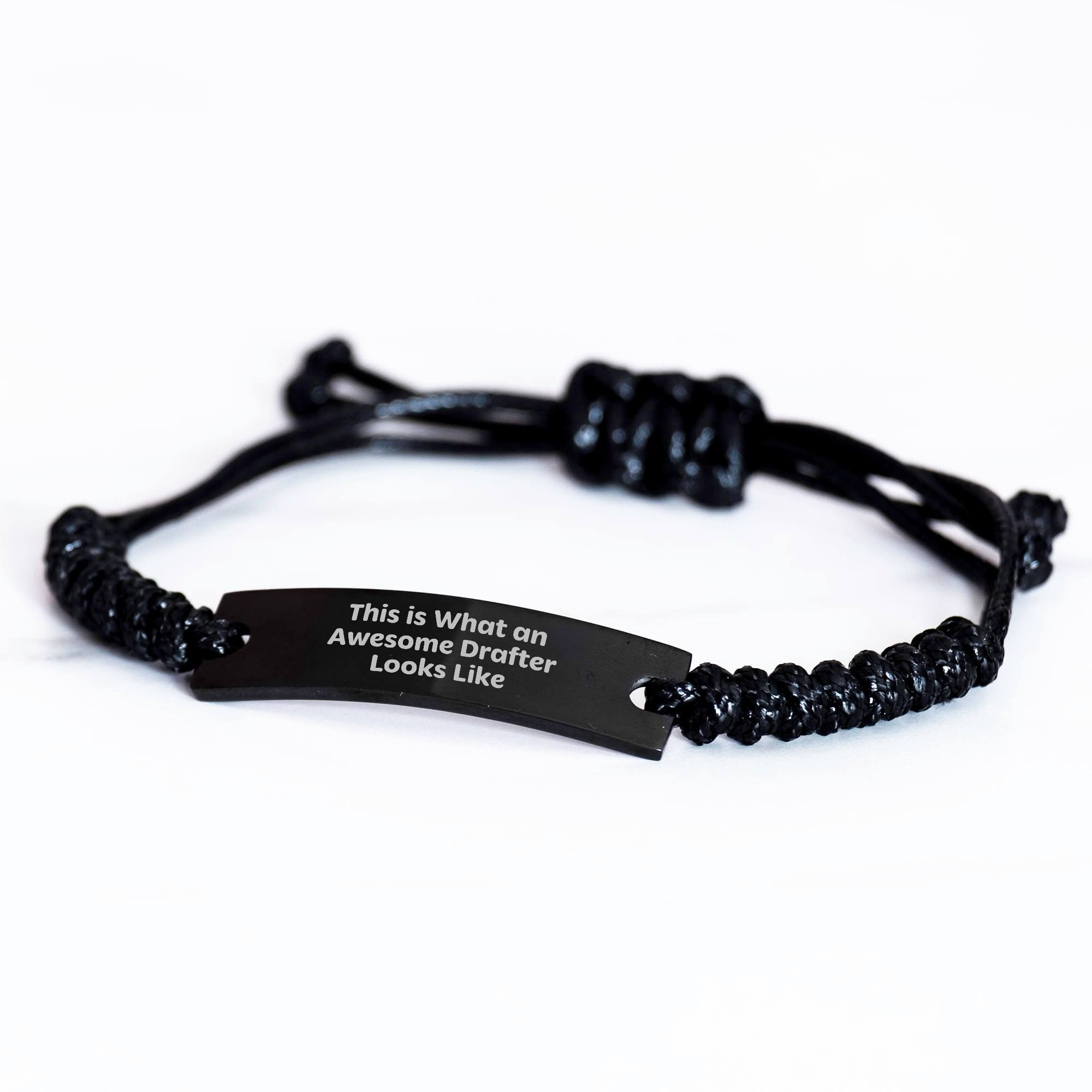 'This Is What An Awesome Drafter Looks Like' Black Adjustable Rope Bracelet Gifts from Family to Awesome Drafters on Father's Day - Image 2