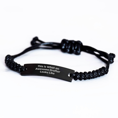 'This Is What An Awesome Drafter Looks Like' Black Adjustable Rope Bracelet Gifts from Family to Awesome Drafters on Father's Day - Image 2
