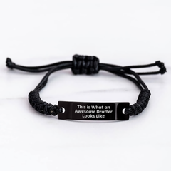 'This Is What An Awesome Drafter Looks Like' Black Adjustable Rope Bracelet Gifts from Family to Awesome Drafters on Father's Day - Image 3