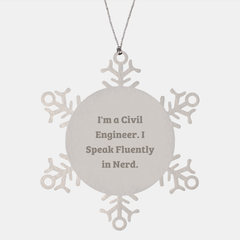 'geniusy' Civil Engineer Snowflake Ornament, Gifts from Friends and Family for Him, Funny Christmas Ornament for Civil Engineer, 3.14 inches in Diameter, Shatterproof, Durable, and Safe - Image 1