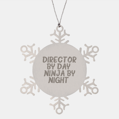 Director By Day, Ninja By Night - Funny Snowflake Ornament Gifts for Him - Christmas Unique Gifts from Friends to Coworkers - Image 1