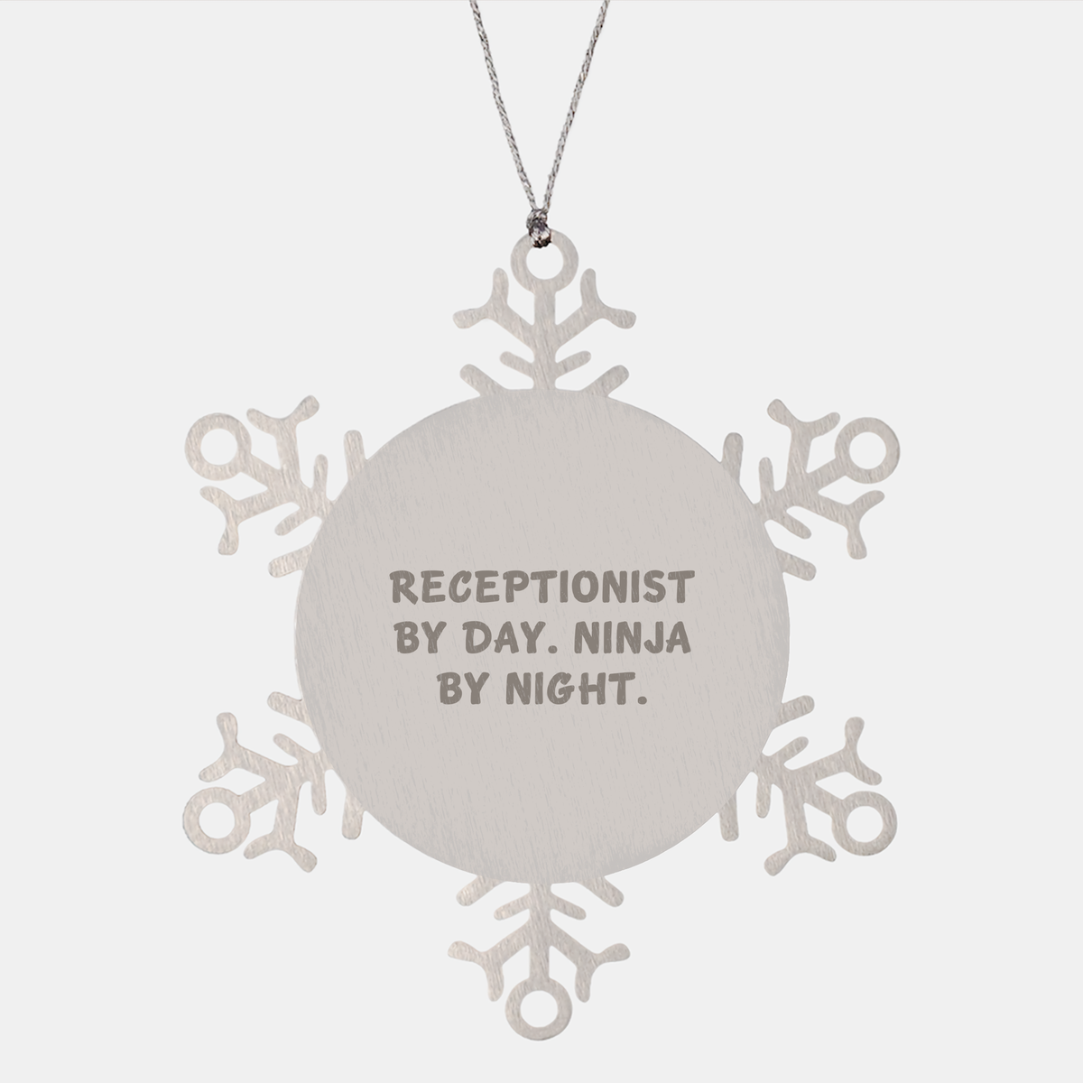 Receptionist Gifts from Coworkers, Snowflake Ornament with Funny Quote 'Receptionist By Day. Ninja By Night.', Christmas Unique Gifts for Her - Image 1