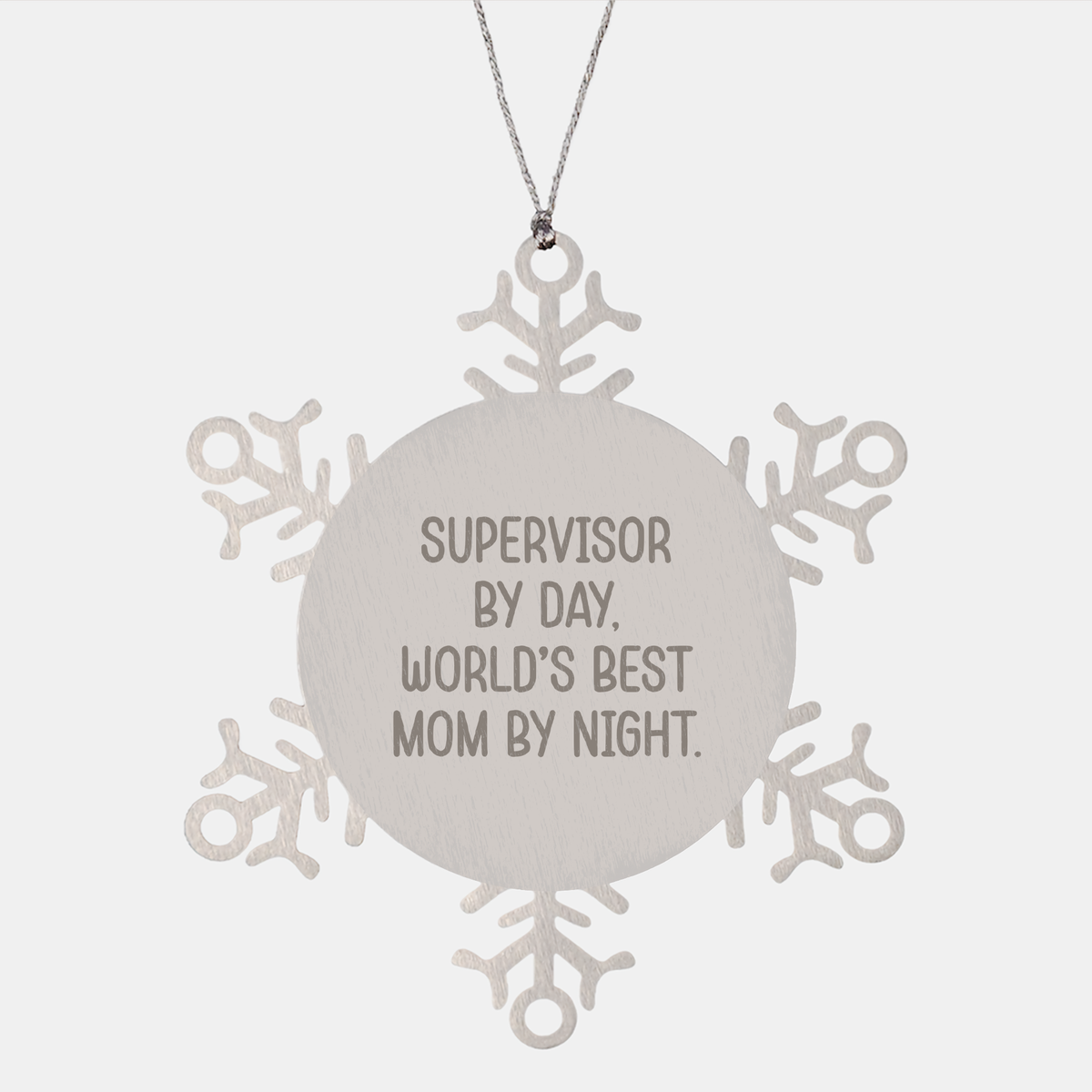 Supervisor Gifts from Friends - Snowflake Ornament with 'Supervisor By Day, World's Best Mom By Night.' Quote, Christmas Unique Gifts for Supervisor - Image 1