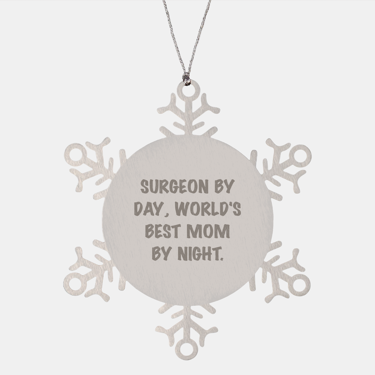 Surgeon Snowflake Ornament Gifts from Mom by Day, Unique Christmas Delights, 'Surgeon By Day, World's Best Mom By Night.' - Image 1