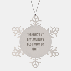 Therapist Gifts - Funny Snowflake Ornament for Christmas, Gifts from Mom to Therapist, Unique Present for Women - Image 1