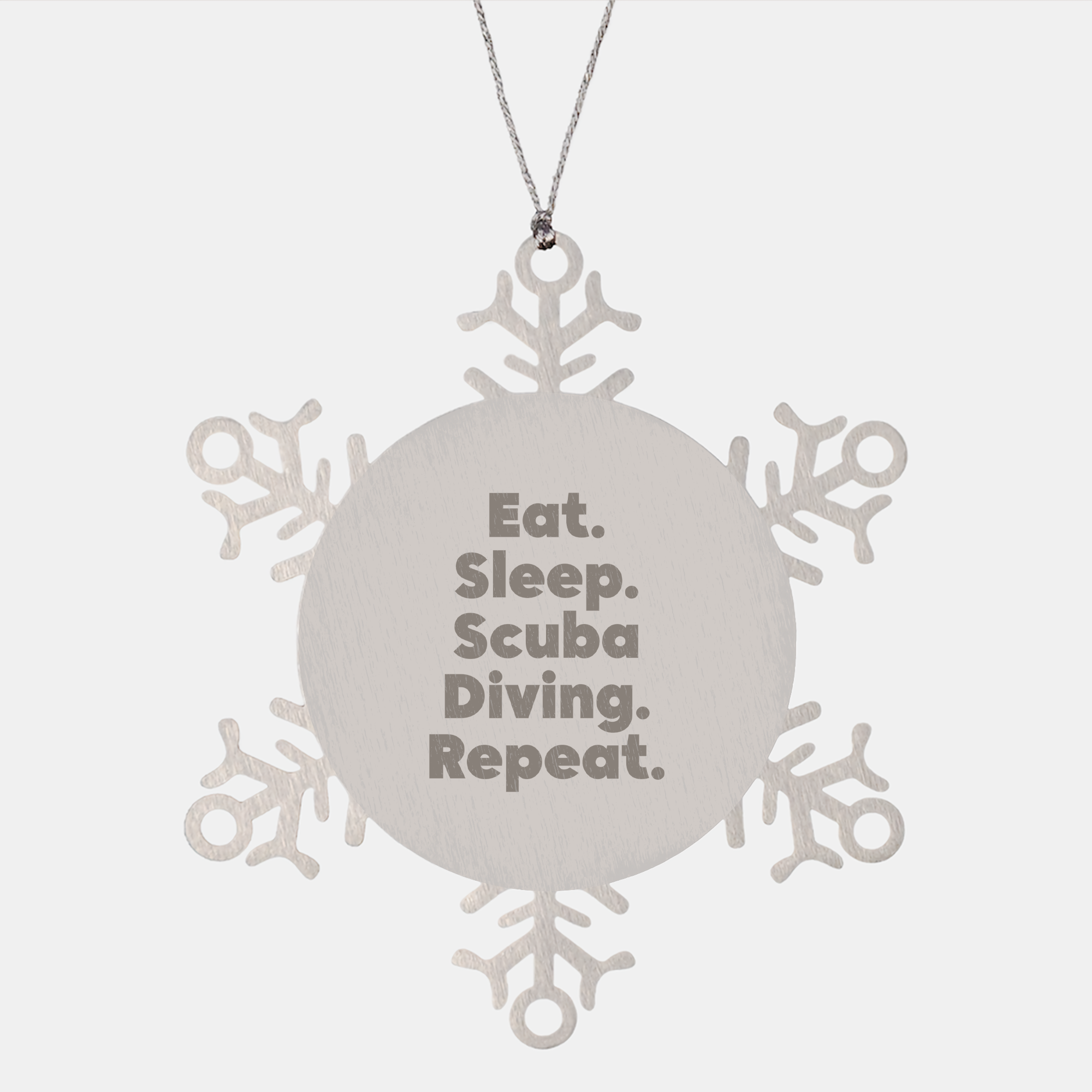 Scuba Diving Gifts from Friends, Christmas Unique Snowflake Ornaments for Scuba Diving Enthusiasts, Eat. Sleep. Scuba Diving. Repeat., Funny Quote - Image 1