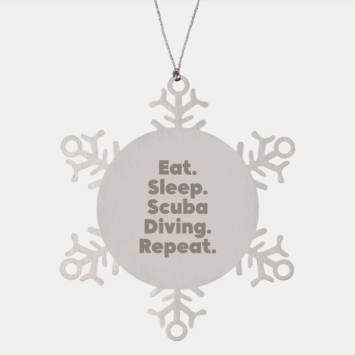 Scuba Diving Gifts from Friends, Christmas Unique Snowflake Ornaments for Scuba Diving Enthusiasts, Eat. Sleep. Scuba Diving. Repeat., Funny Quote - Image 1