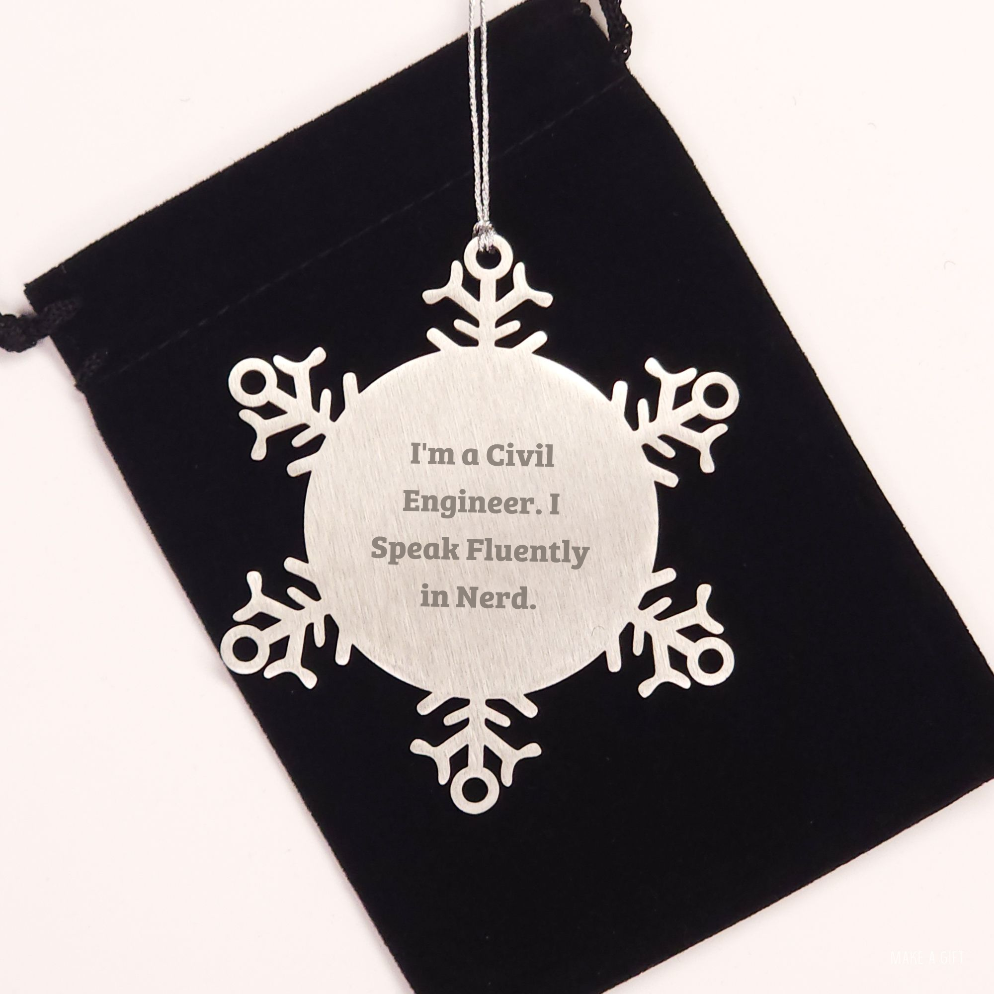 'geniusy' Civil Engineer Snowflake Ornament, Gifts from Friends and Family for Him, Funny Christmas Ornament for Civil Engineer, 3.14 inches in Diameter, Shatterproof, Durable, and Safe - Image 2
