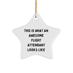 Inspiring Flight Attendant Gifts from Friends - 'This Is What An Awesome Flight Attendant Looks Like' Star Ornament for Christmas - Image 1