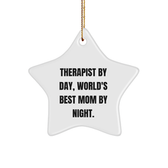 Therapist Gifts by Day, Star Ornament by Night, Funny Quote, Christmas Unique Gifts from Friends for Therapist - Image 1