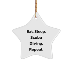 Scuba Diving Gifts from Friends, Funny Star Ornament for Scuba Diving Lovers, Eat. Sleep. Scuba Diving. Repeat. Christmas Unique Gifts for Him or Her - Image 1