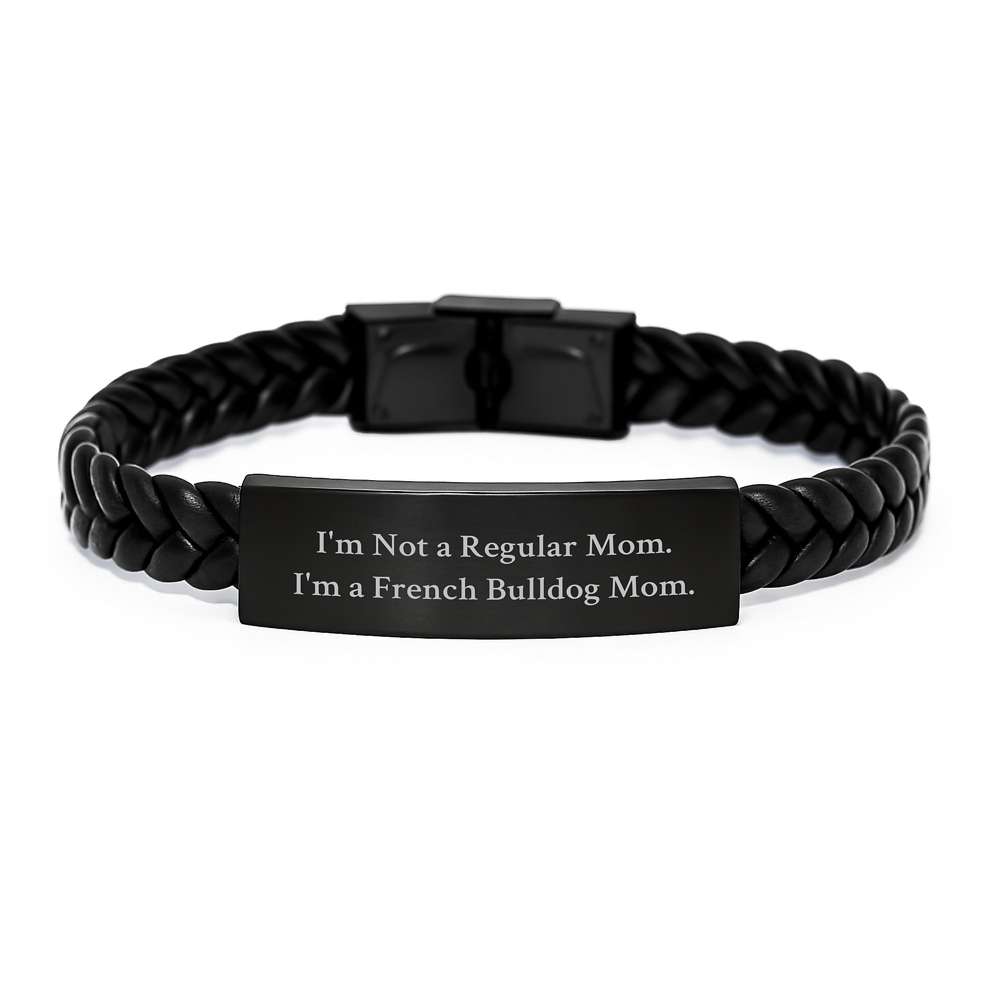 Funny French Bulldog Mom Gifts for Men, Unique Interlaced Leather Bracelet with Stainless Steel, Christmas Unique Presents from Mom to French Bulldog Lover - Image 1