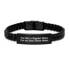 Funny Irish Setter Dog Mom Gifts from Friends for Her Men - Interlaced Leather Bracelet for Christmas Unique Presents - Image 1