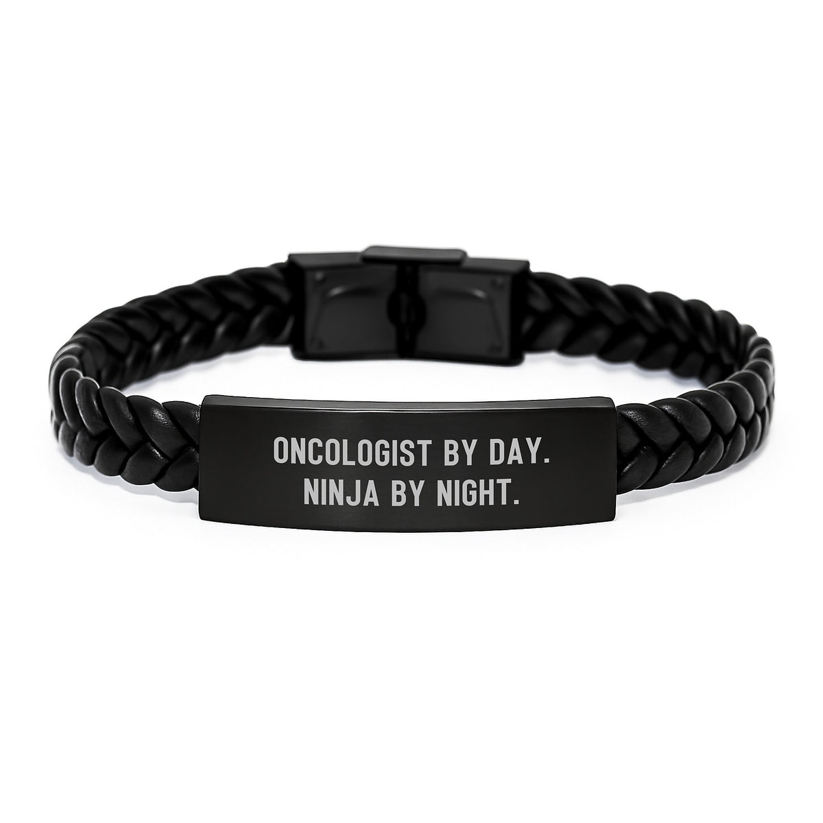 Oncologist By Day Ninja By Night Interlaced Leather Bracelet for Men, Funny Christmas Unique Gifts for Him from Friends, Coworkers - Image 1