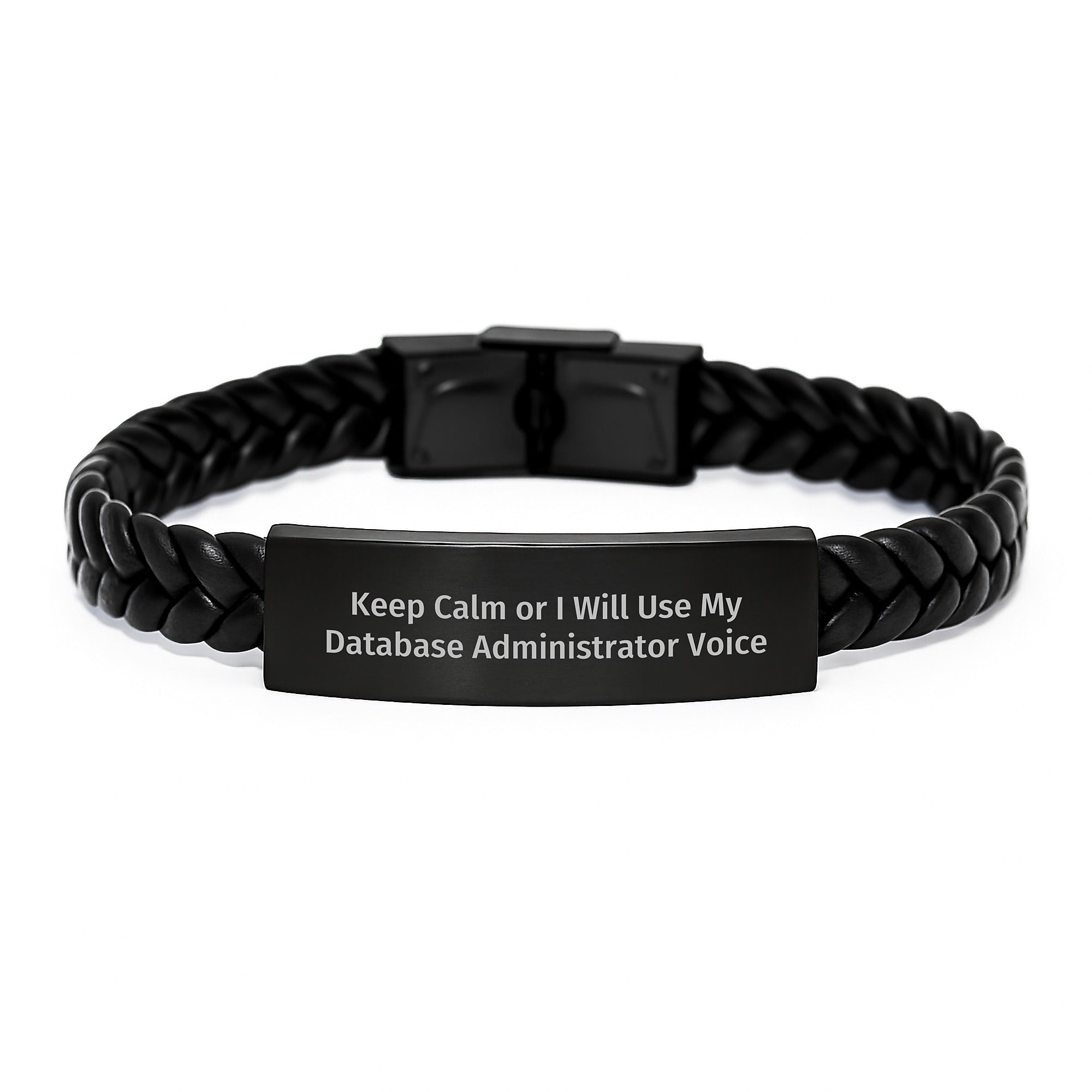 Funny Database Administrator Gifts for Men, Unique Interlaced Leather Bracelet, Engraved Stainless Steel with PU Leather, Christmas Unique Gifts from Friends to Database Administrator - Image 1