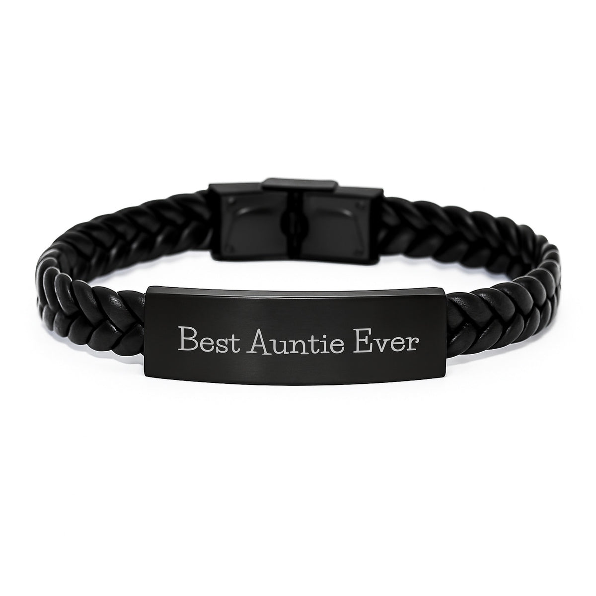 Funny Auntie Gifts from Men for Best Auntie Ever Interlaced Leather Bracelet, Birthday Unique Gifts for Auntie, Stainless Steel and PU Leather - Image 1