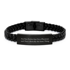 Physician Humor Gifts, Funny Quote Interlaced Leather Bracelet, Gifts from Friends or Family for Physician Birthday, Unique Medical Professional Accessories - Image 1
