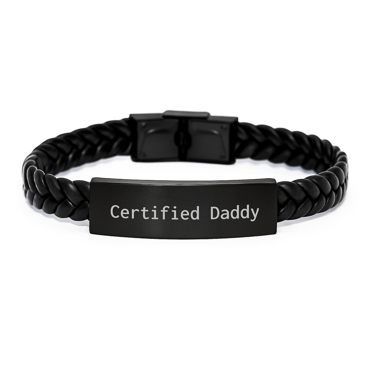 Funny Daddy Gifts Certified Interlaced Leather Bracelet, Gifts from Men to Daddy, Gifts for Daddy's Birthday, 'Certified Daddy' Quote with Stainless Steel and PU Leather - Image 1