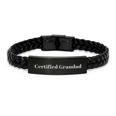 Funny Grandad Gifts, Interlaced Leather Bracelet for Men, 'Certified Grandad' Quote, Perfect Graduation Unique Gifts from Family to Grandad - Image 1