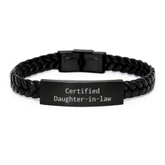 Certified Daughter-in-law Gifts for Her - Funny Interlaced Leather Bracelet for Graduation, Gifts from Mom, Gifts for Daughter-in-law, Interlaced Leather Style - Image 1