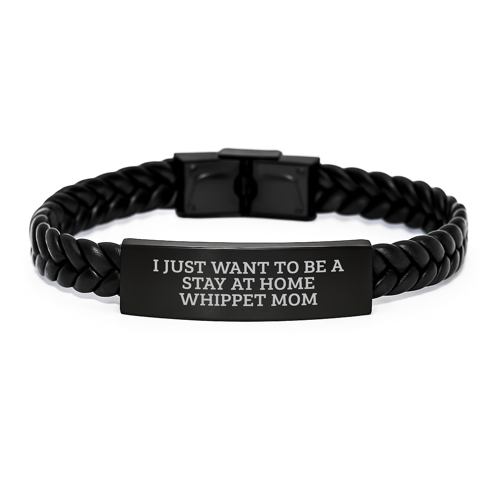 Unique Whippet Dog Mom Gift Ideas for Christmas, Funny Whippet Lover Interlaced Leather Bracelet from Mom to Whippet Dog Owner - Image 1