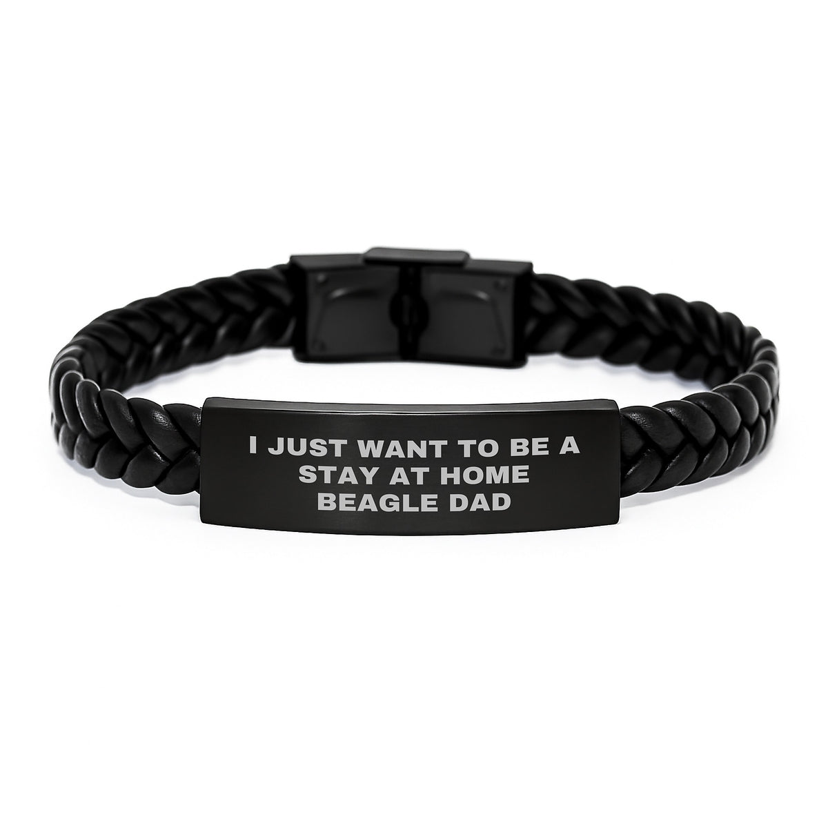 Funny Beagle Dog Gifts - I Just Want To Be A Stay At Home Beagle Dad Interlaced Leather Bracelet For Men - Graduation Unique Gifts from Family - Image 1