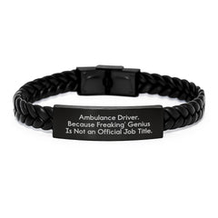 Funny Ambulance Driver Gifts for Ambulance Driver, Interlaced Leather Bracelet with Funny Quote for Ambulance Driver Men, Birthday Unique Gifts from Friends - Image 1