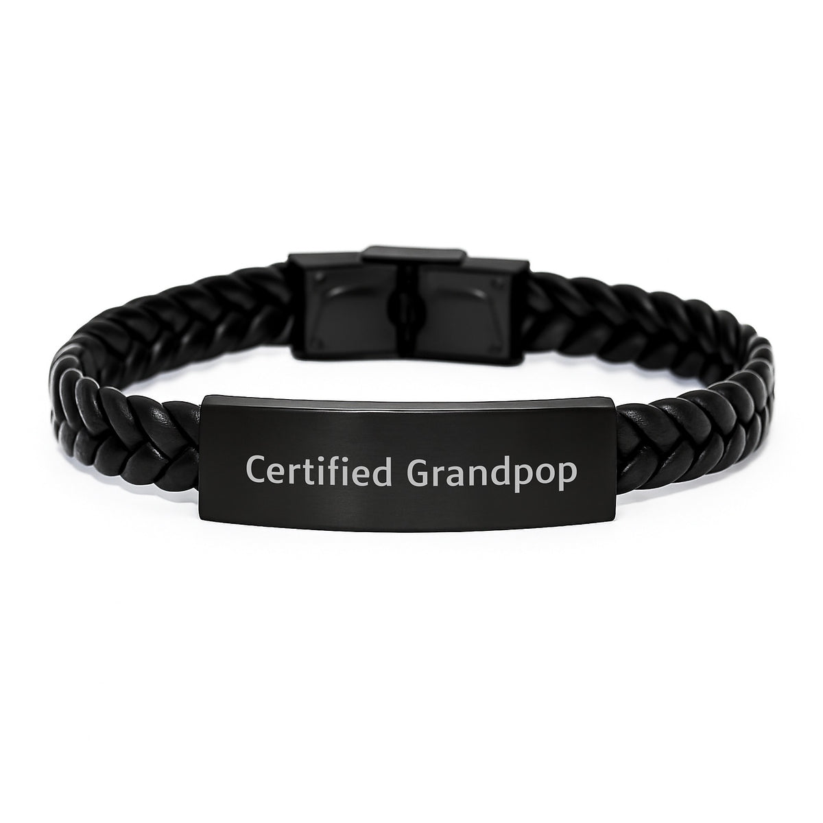Funny Grandpop Gifts for Men Interlaced Leather Bracelet Certified Quote, Graduation Unique Gifts from Family to Grandpop - Image 1