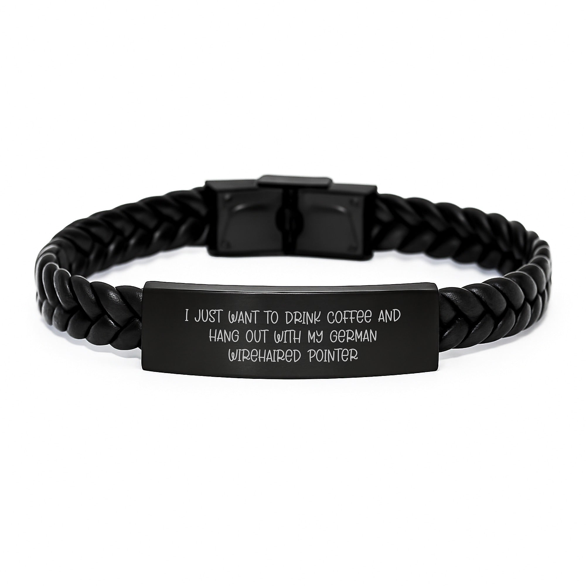 German Wirehaired Pointer Dog Gifts, Funny Quote Interlaced Leather Bracelet, Gifts from Family for German Wirehaired Pointer Dog Lover's Birthday Unique Presents - Image 1