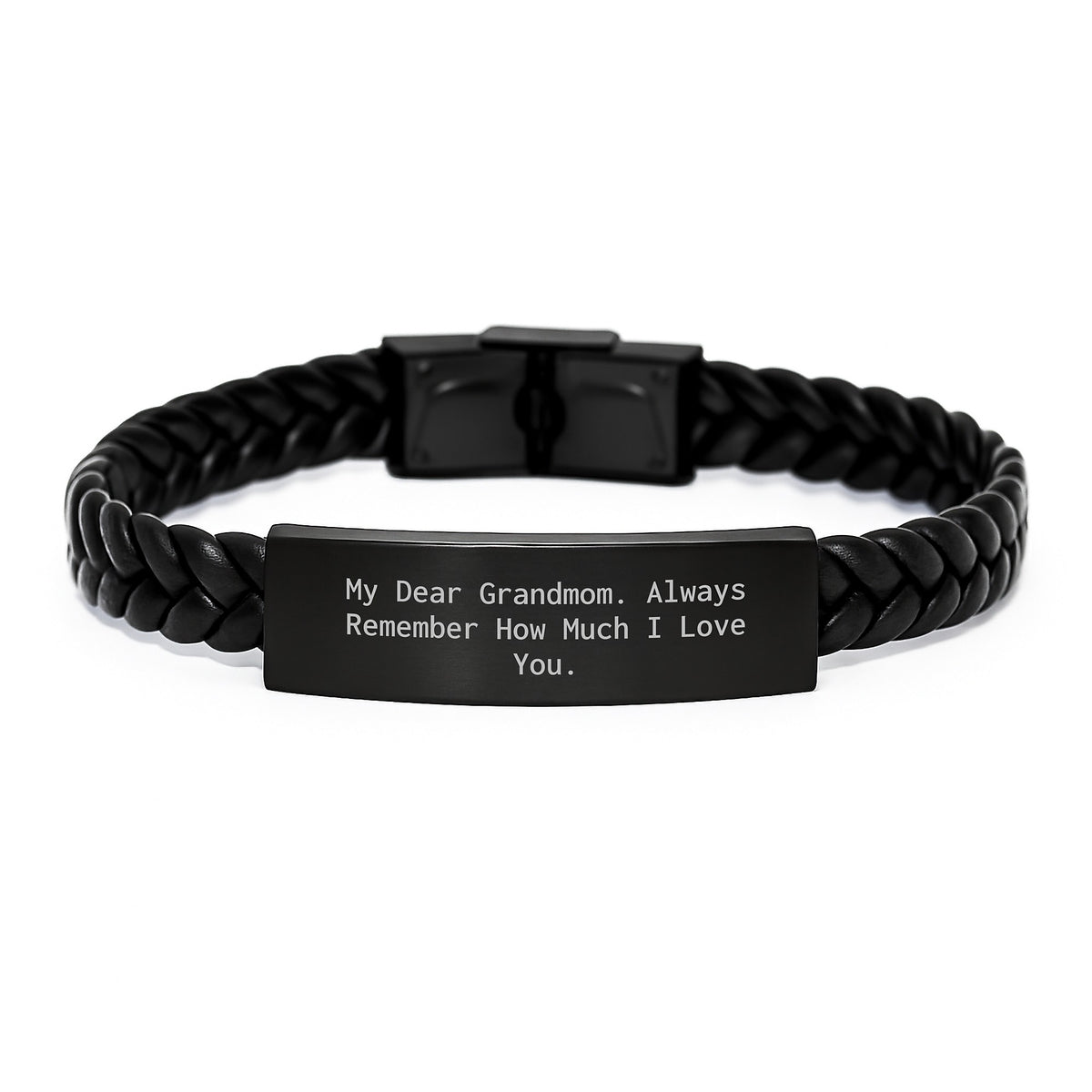 A Heartfelt Grandmom Gift - Interlaced Leather Bracelet with Love Quote, Gifts from Family to Grandmom on Christmas Day - Image 1