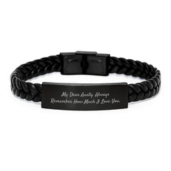 Funny Aunty Interlaced Leather Bracelet Gifts from Men to Aunty on Birthday, My Dear Aunty. Always Remember How Much I Love You. - Image 1
