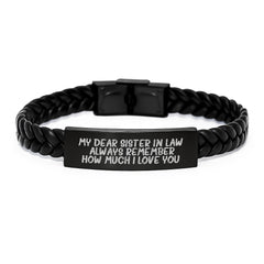 Unique Sister-in-law Gifts, Funny Quote Interlaced Leather Bracelet for Women - Gifts from Family, Christmas Unique Presents for Sister-in-law - Image 1