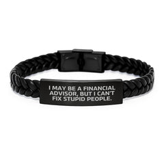 Funny Financial Advisor Gifts, Interlaced Leather Bracelet for Men and Women, Valentine's Unique Gifts from Husband to Wife - Image 1