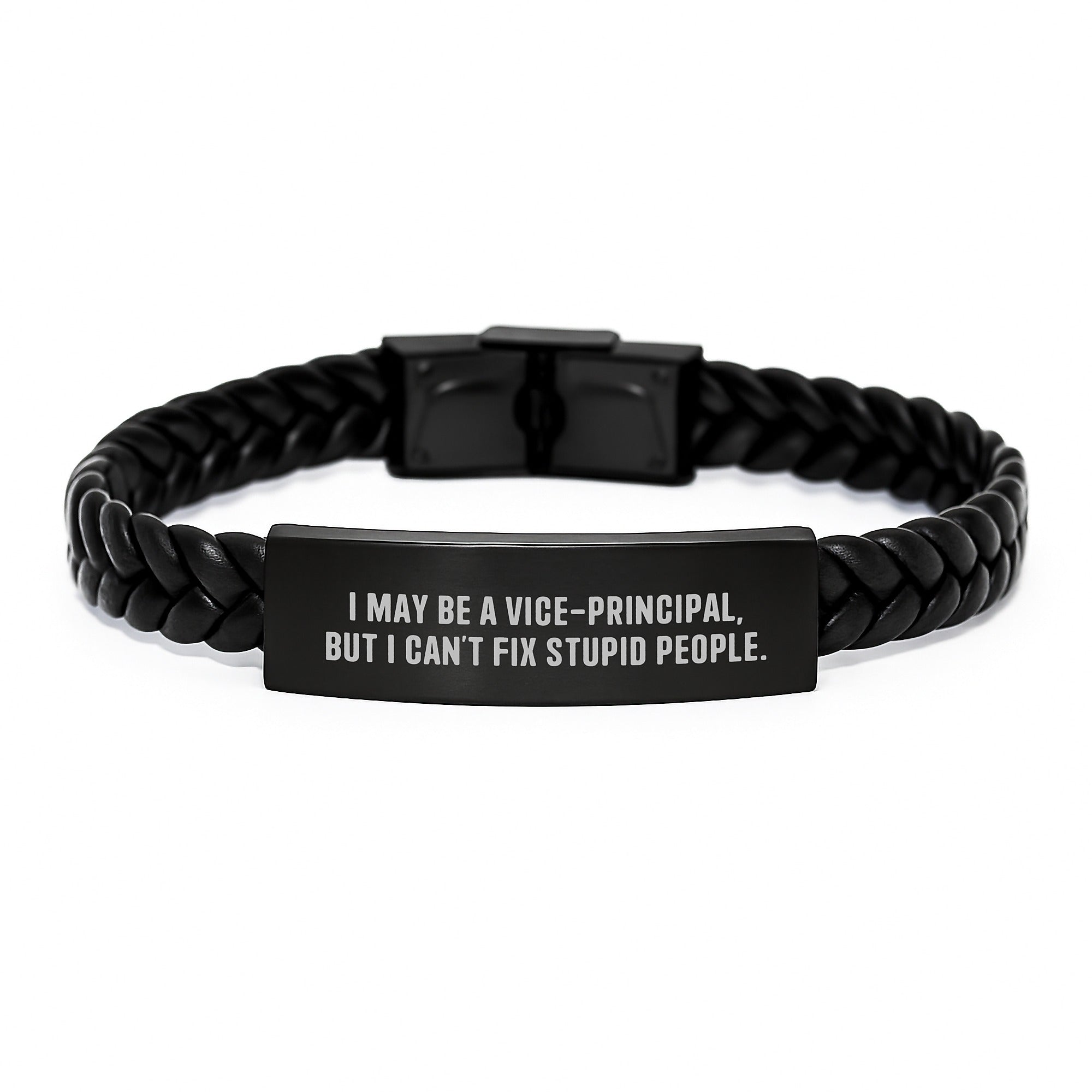 Funny Vice-principal Gifts for Men - I May Be A Vice-principal But Funny Interlaced Leather Bracelet - Gifts from Friends and Family for Christmas - Image 1