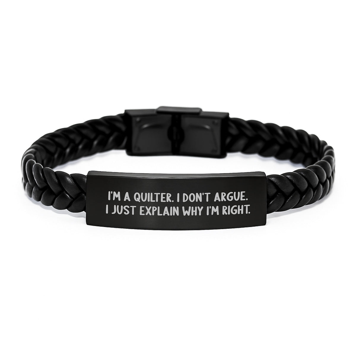Quilter Christmas Unique Gifts, Funny Quilter Quotes, Interlaced Leather Bracelet for Quilter Men Women Friends, Gifts from Friends for Quilter - Image 1